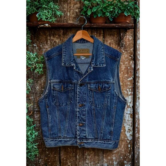 GAP Denim Vest 90s Blue Jean Trucker Style Made in Philippines Sz M Vintage - Picture 1 of 7